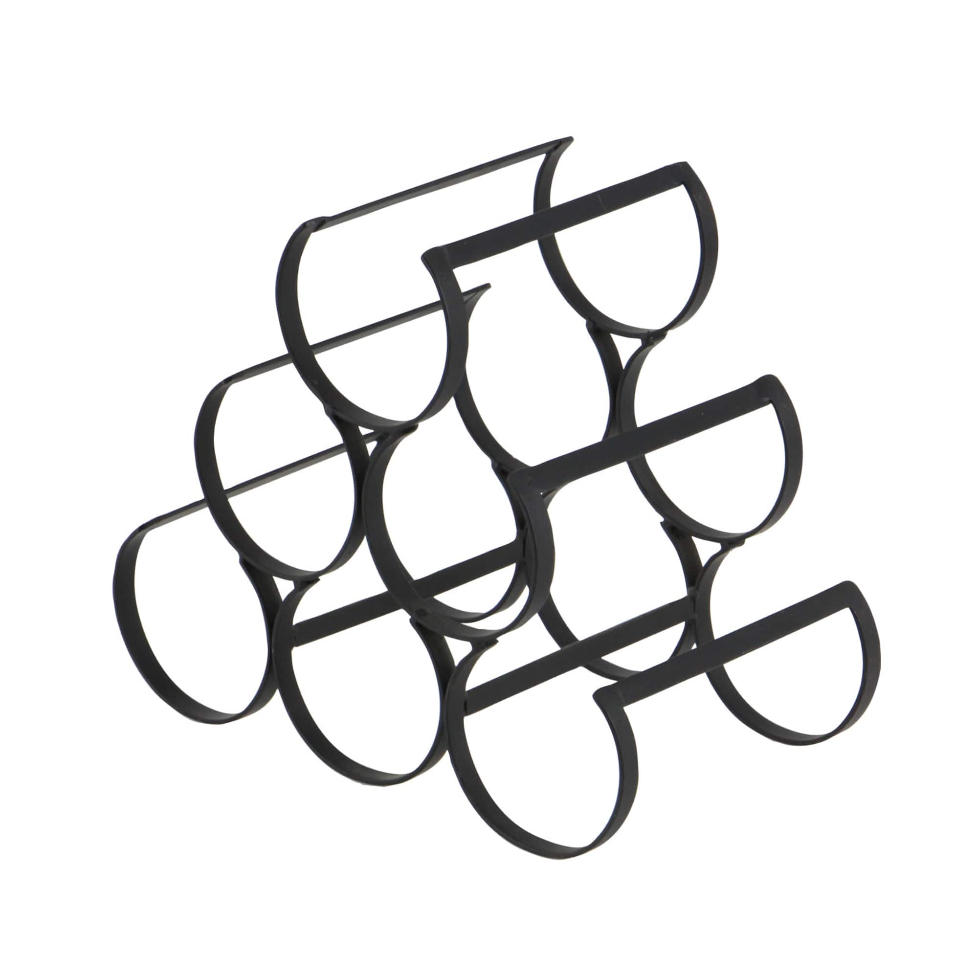 10" Black Metal Industrial Wine Holder Rack